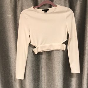 Long sleeve white crop top